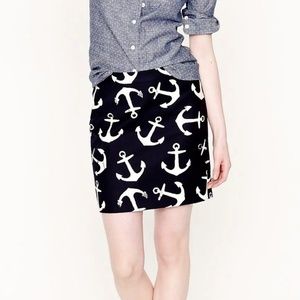 J. Crew Postage Stamp Mini Skirt "Dizzy Anchors"